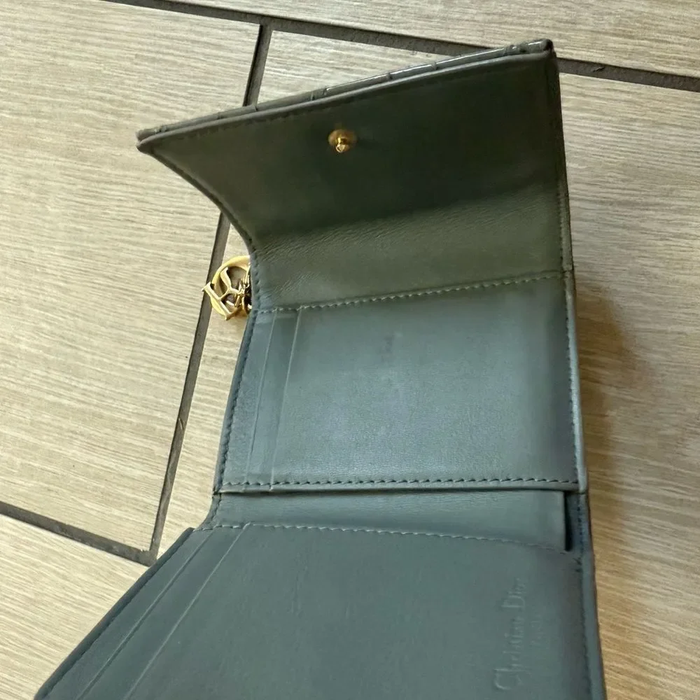 Women’s used Dior Gray Quilted Wallet with charm